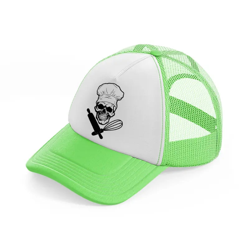 chef skull-lime-green-trucker-hat