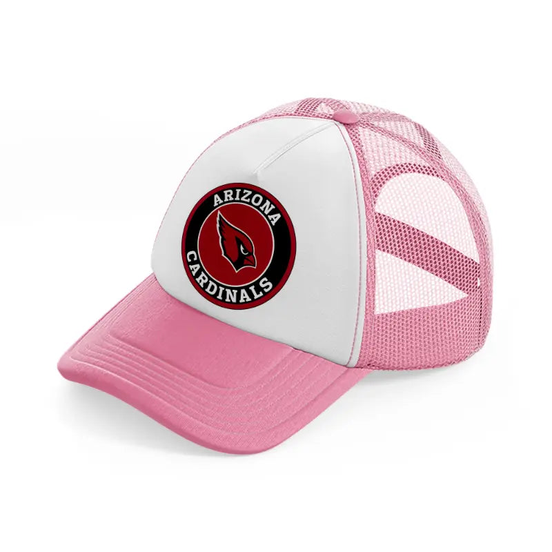 arizona cardinals circle-pink-and-white-trucker-hat