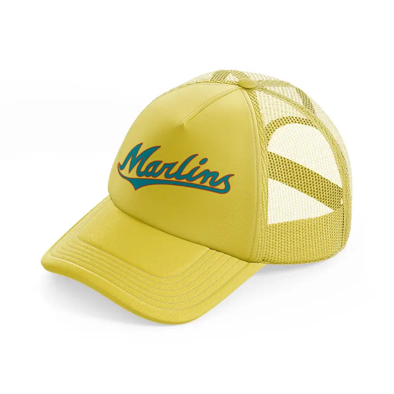 miami marlins-gold-trucker-hat
