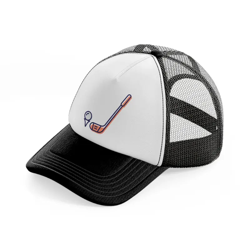 golf stick pink-black-and-white-trucker-hat