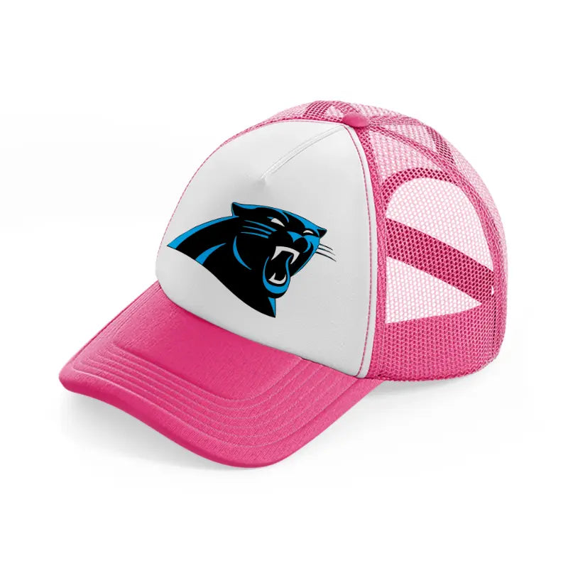 carolina panthers face-neon-pink-trucker-hat