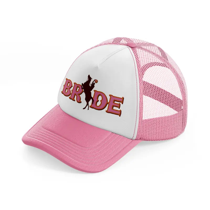 retro cowboy bride pink and white trucker hat