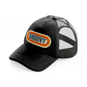 groovy black trucker hat