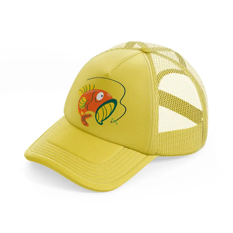 cartoon fish-gold-trucker-hat