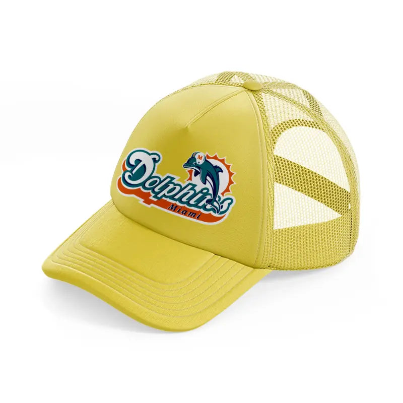 miami dolphins logo-gold-trucker-hat
