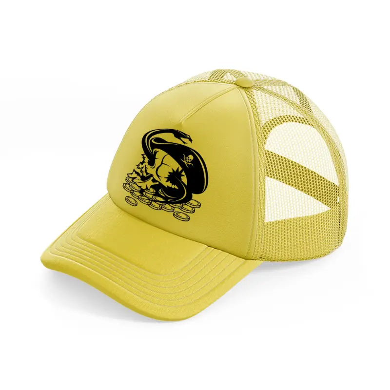 skull & coins gold trucker hat