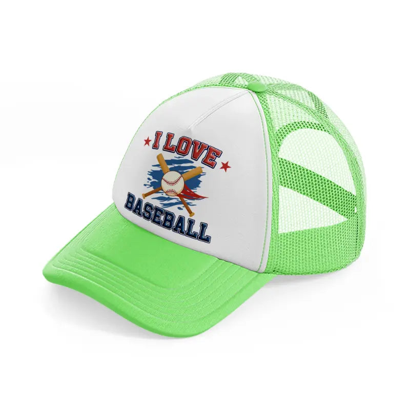 i love baseball-lime-green-trucker-hat