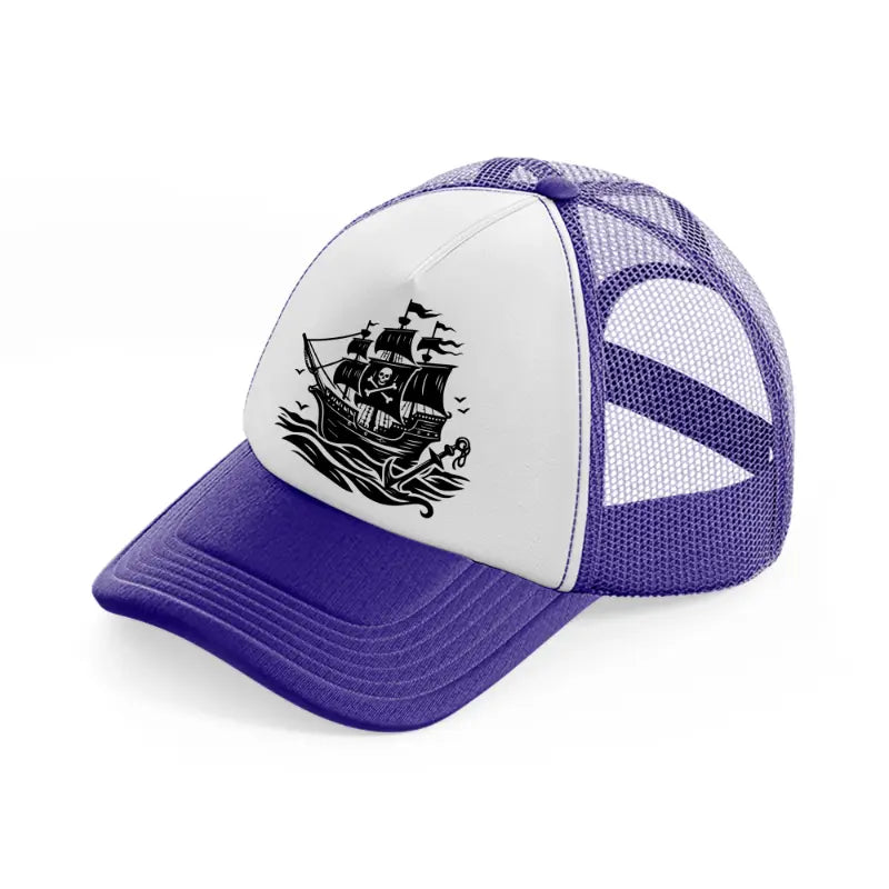 pirate ship purple trucker hat