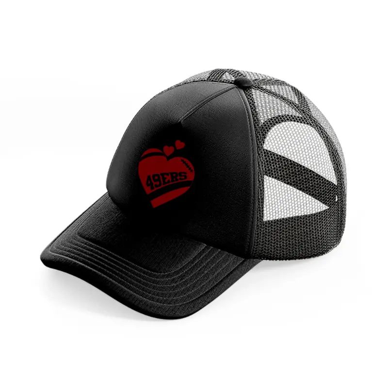 heart 49ers-black-trucker-hat