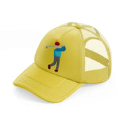 player gold trucker hat