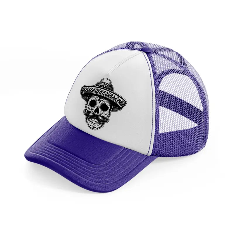 mexican skull head-purple-trucker-hat