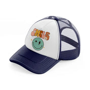 smile navy blue and white trucker hat