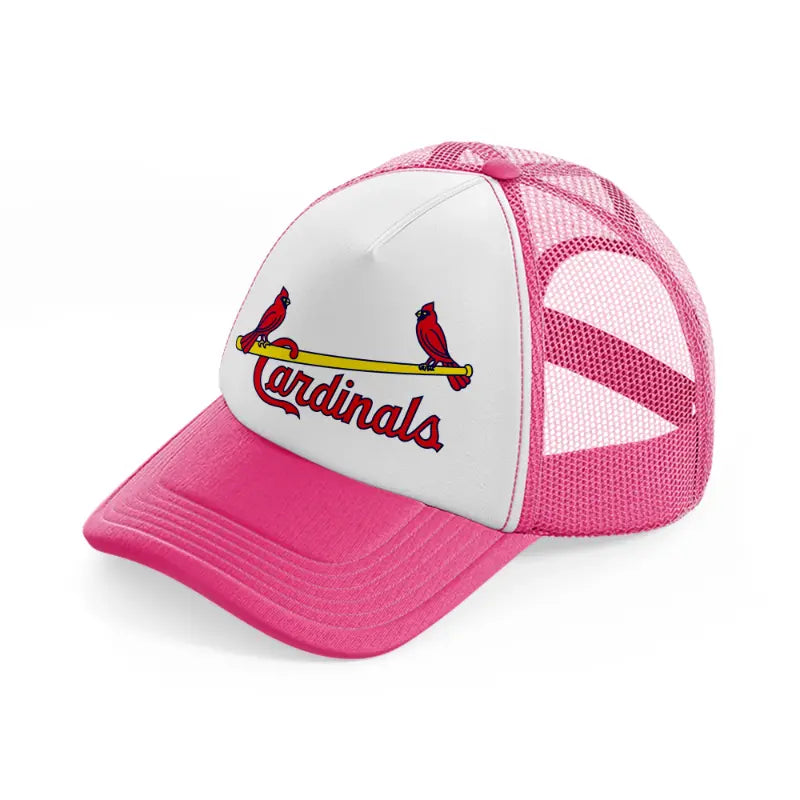 st louis cardinals vintage emblem-neon-pink-trucker-hat