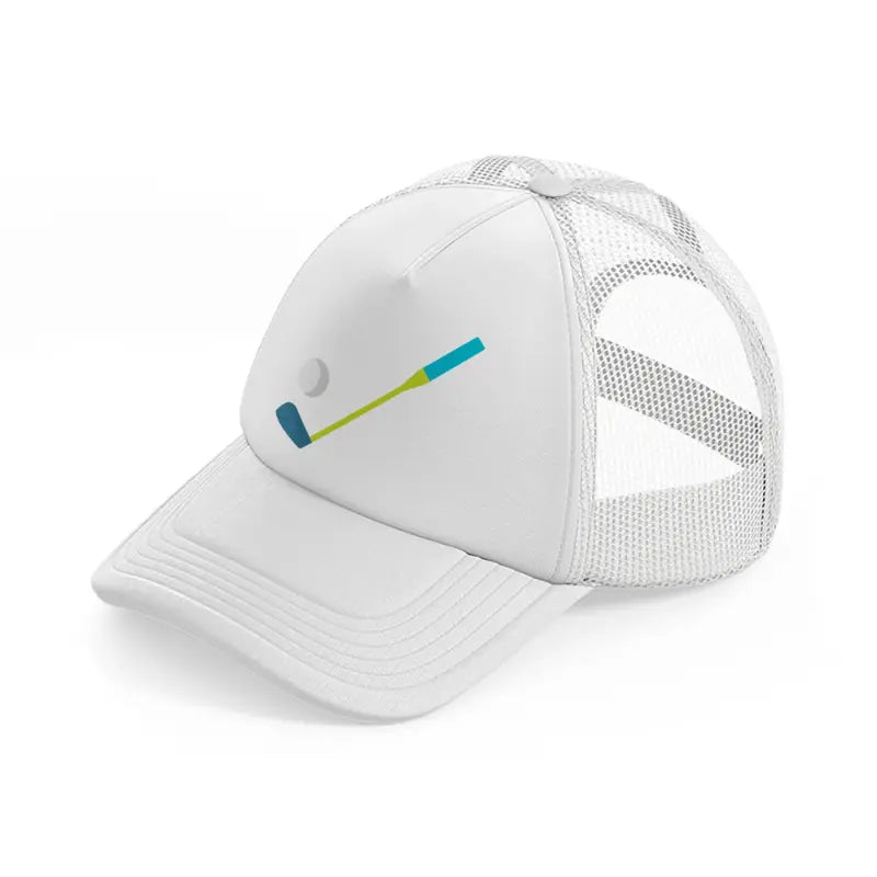 golf stick blue white trucker hat