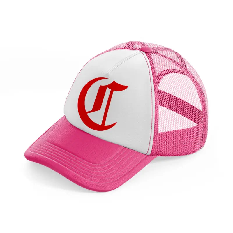 cincinnati reds gothic neon pink trucker hat