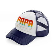 papa rainbow-navy-blue-and-white-trucker-hat