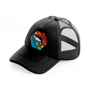 retro vintage shark-black-trucker-hat