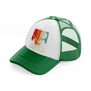 happy birdie to me multicolor-green-and-white-trucker-hat