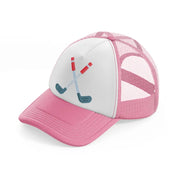golf sticks sign-pink-and-white-trucker-hat