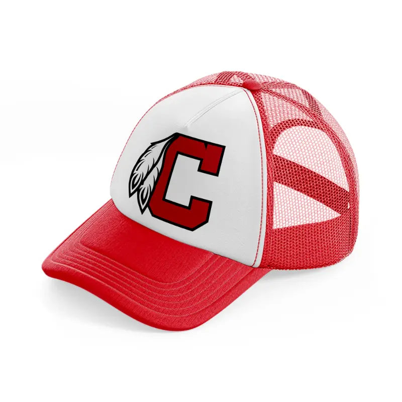 cleveland indians letter-red-and-white-trucker-hat