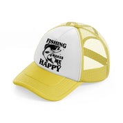 fishing makes me happy-yellow-trucker-hat