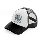grey kitten-black-and-white-trucker-hat