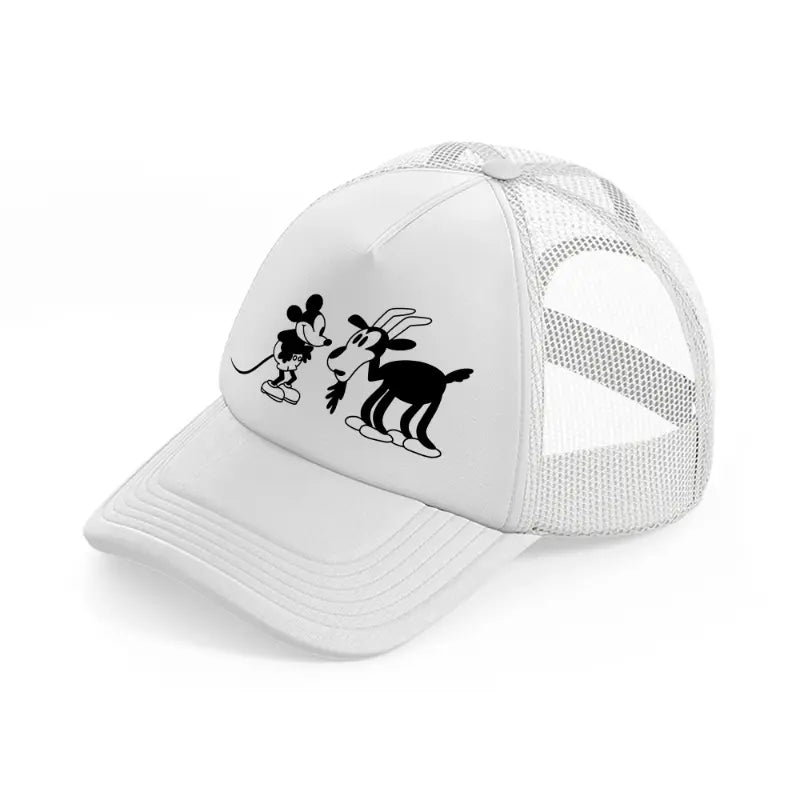 mickey deer confuse white trucker hat