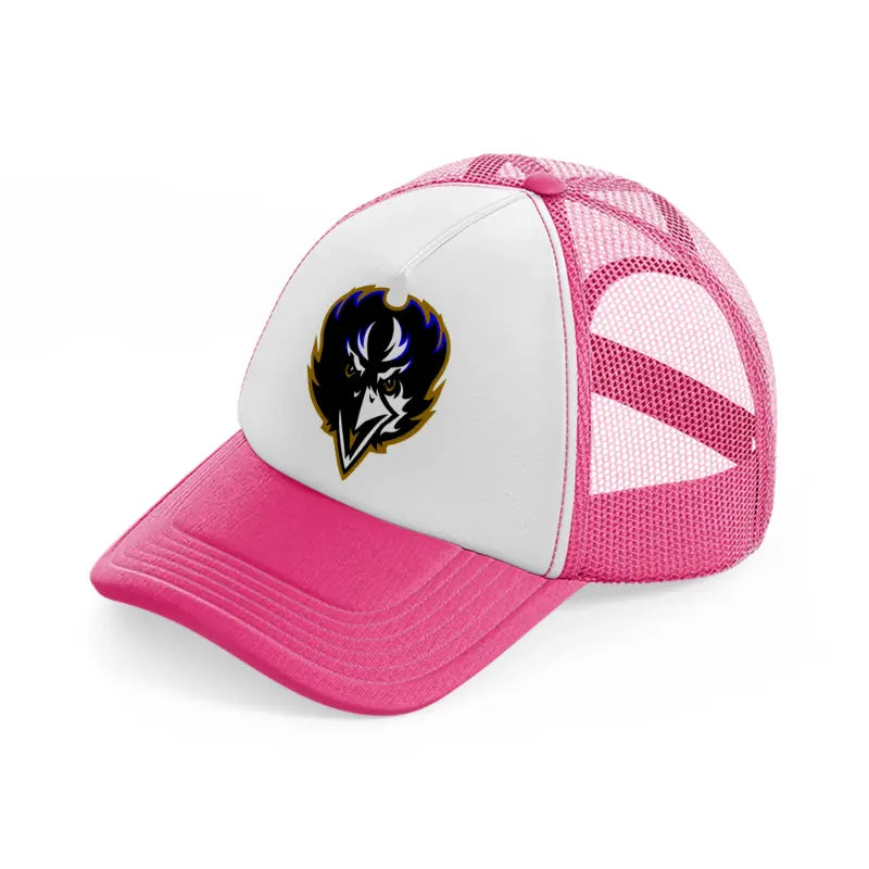 baltimore ravens front face-neon-pink-trucker-hat