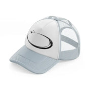 oval grey trucker hat