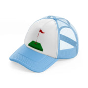 red flag cartoon-sky-blue-trucker-hat