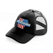 arkansas flag-black-trucker-hat