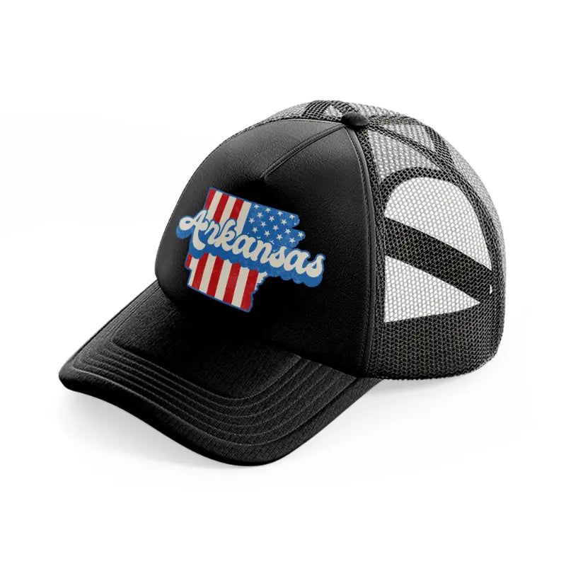 arkansas flag black trucker hat