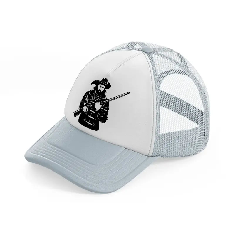 pirate with rifle-grey-trucker-hat