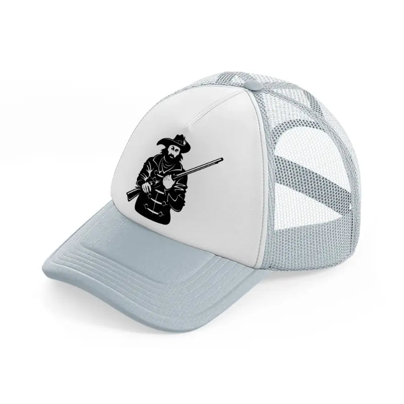 pirate with rifle grey trucker hat