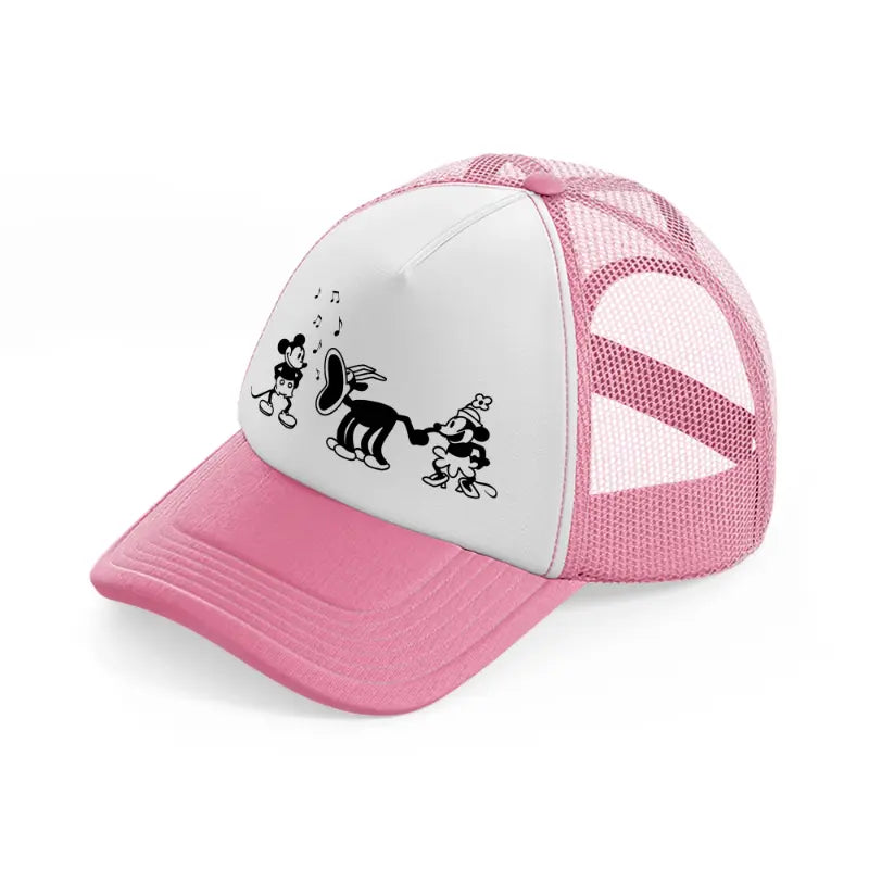 musical mice pink and white trucker hat