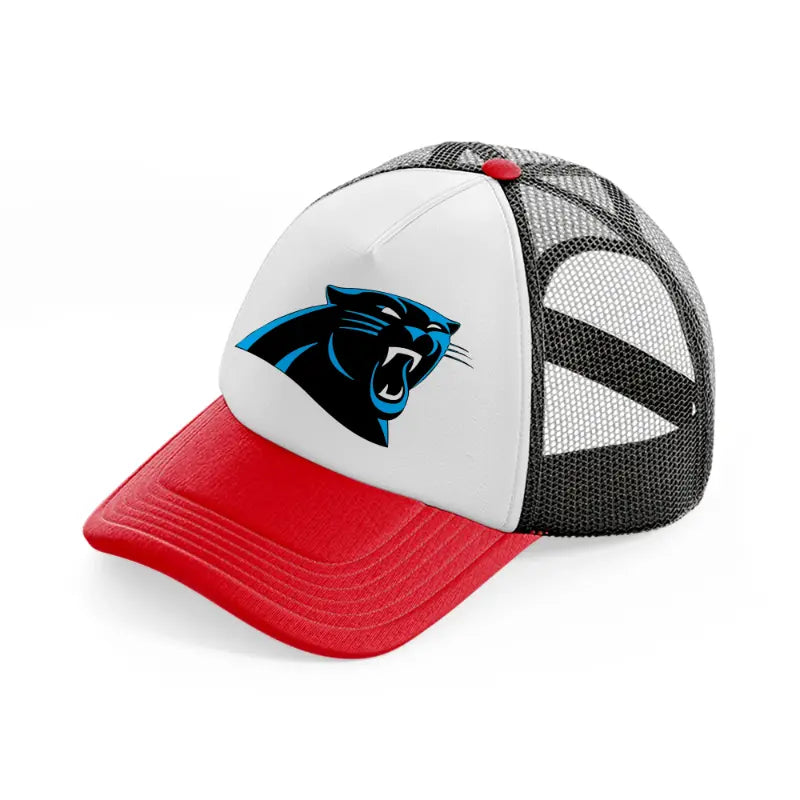 carolina panthers face-red-and-black-trucker-hat