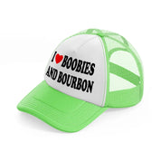 I 3 Boobies And Bourbon lime-green Trucker Hat