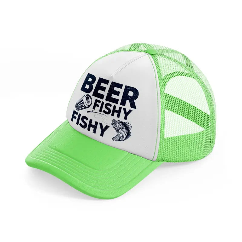 beer fishy fishy lime green trucker hat