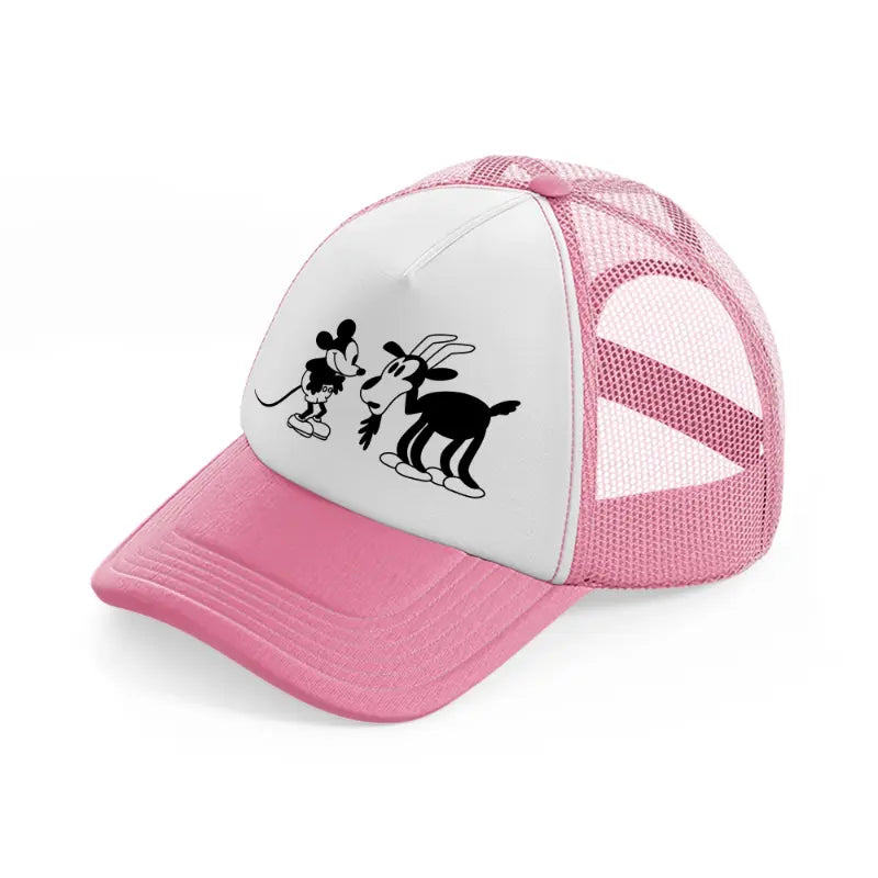 mickey deer confuse-pink-and-white-trucker-hat