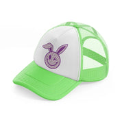 smiley bunny leopard print-lime-green-trucker-hat