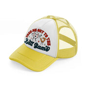 take me out to the ball game yellow trucker hat