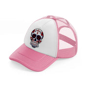 boston red sox skull-pink-and-white-trucker-hat