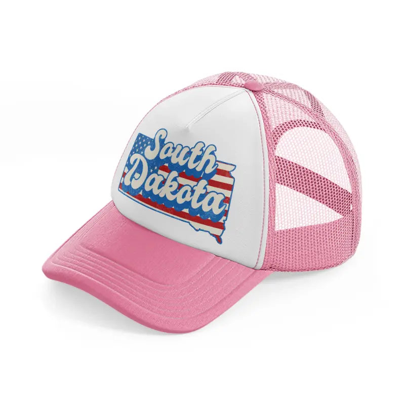 south dakota flag pink and white trucker hat