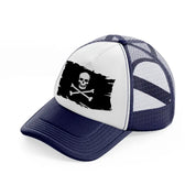 pirate flag navy blue and white trucker hat