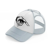 creepy hand grey trucker hat