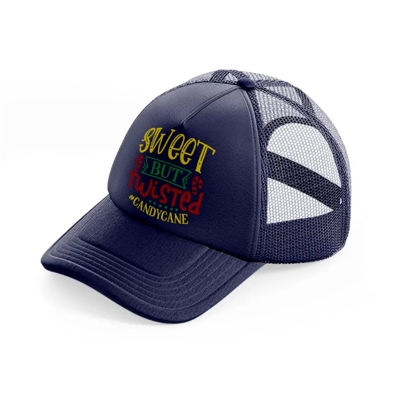 sweet but twisted candycane-navy-blue-trucker-hat