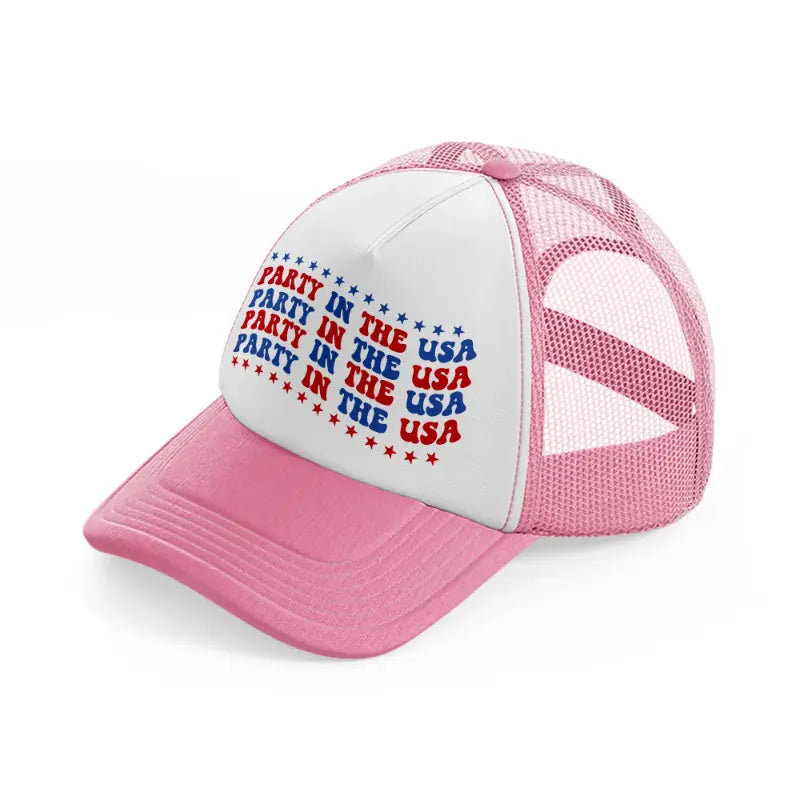 party in the usa-01-pink-and-white-trucker-hat