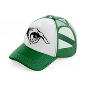 creepy hand green and white trucker hat