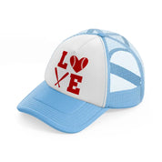 love baseball red-sky-blue-trucker-hat