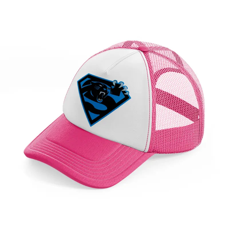 carolina panthers superhero-neon-pink-trucker-hat
